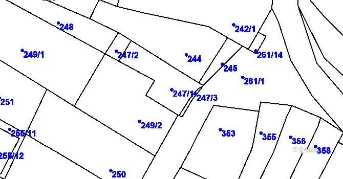 Parcela st. 247/1 v KÚ Popůvky u Brna, Katastrální mapa