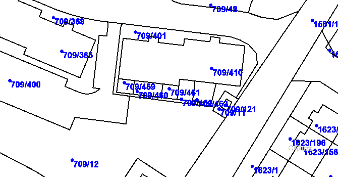 Parcela st. 709/461 v KÚ Popůvky u Brna, Katastrální mapa