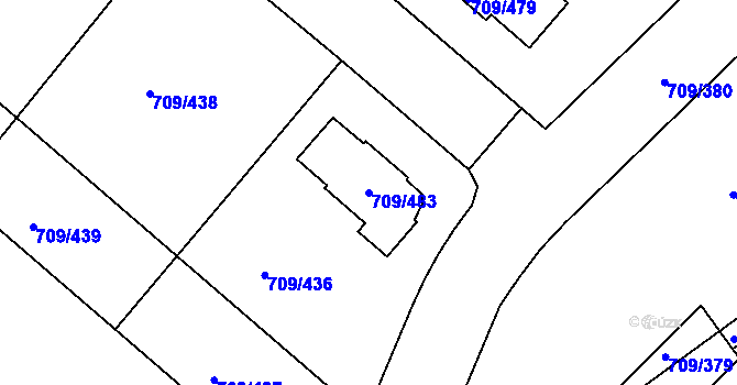 Parcela st. 709/483 v KÚ Popůvky u Brna, Katastrální mapa