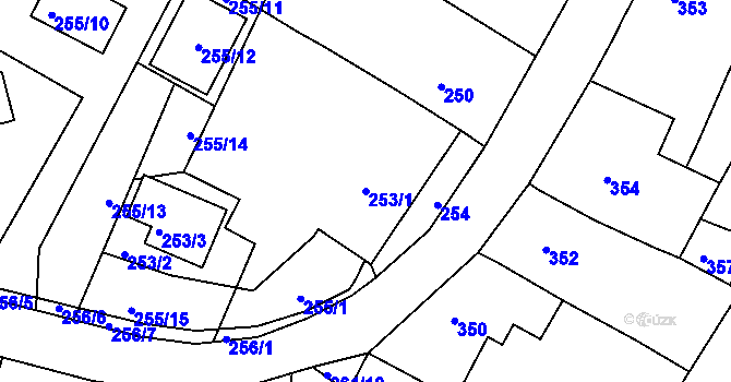 Parcela st. 253/1 v KÚ Popůvky u Brna, Katastrální mapa