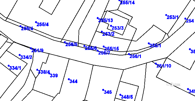Parcela st. 256/7 v KÚ Popůvky u Brna, Katastrální mapa