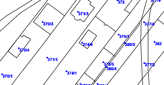 Parcela st. 374/6 v KÚ Popůvky u Brna, Katastrální mapa