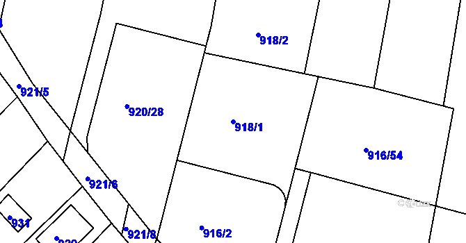 Parcela st. 918/1 v KÚ Popůvky u Brna, Katastrální mapa