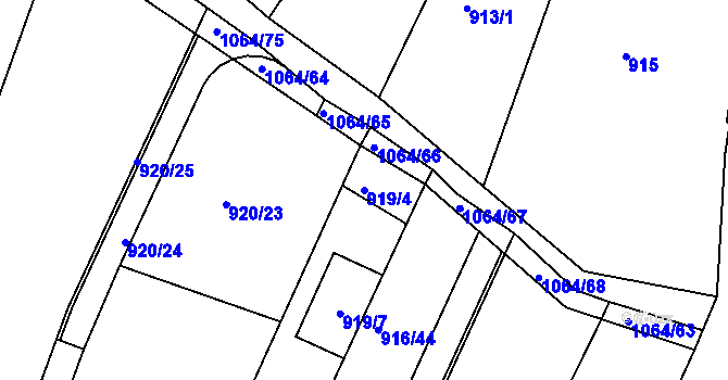 Parcela st. 919/4 v KÚ Popůvky u Brna, Katastrální mapa