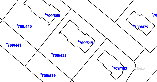 Parcela st. 709/519 v KÚ Popůvky u Brna, Katastrální mapa
