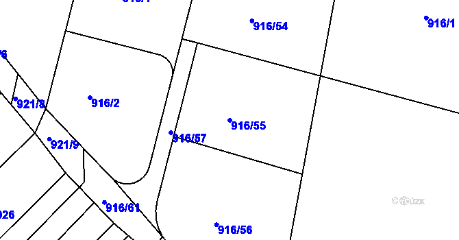 Parcela st. 916/55 v KÚ Popůvky u Brna, Katastrální mapa