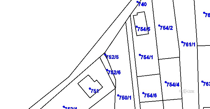 Parcela st. 752/5 v KÚ Popůvky u Brna, Katastrální mapa