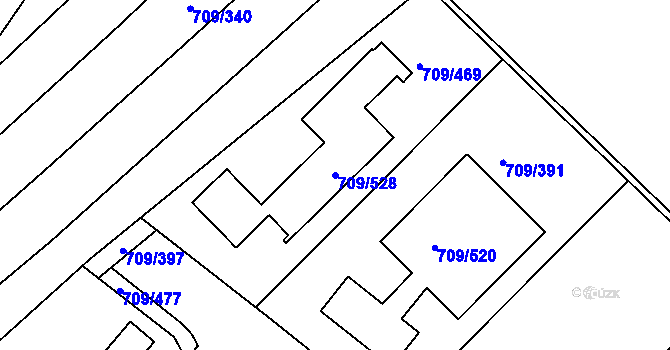 Parcela st. 709/528 v KÚ Popůvky u Brna, Katastrální mapa