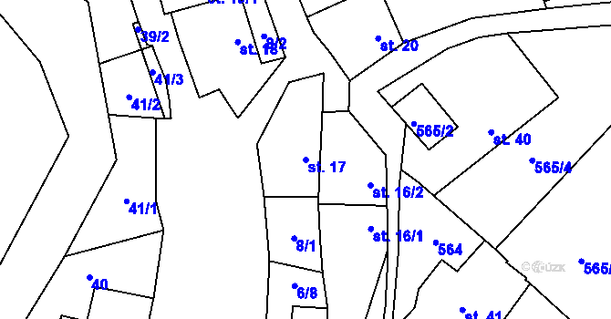 Parcela st. 17 v KÚ Popůvky nad Jihlavou, Katastrální mapa