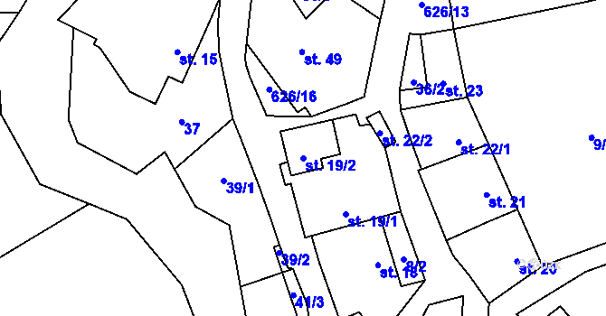 Parcela st. 19/2 v KÚ Popůvky nad Jihlavou, Katastrální mapa