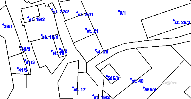 Parcela st. 20 v KÚ Popůvky nad Jihlavou, Katastrální mapa