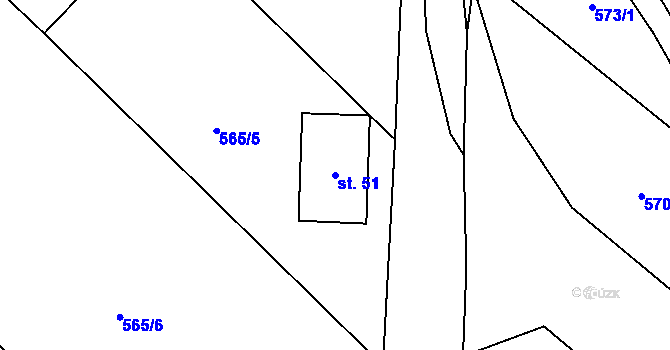 Parcela st. 51 v KÚ Popůvky nad Jihlavou, Katastrální mapa