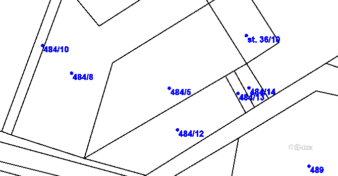 Parcela st. 484/5 v KÚ Popůvky nad Jihlavou, Katastrální mapa