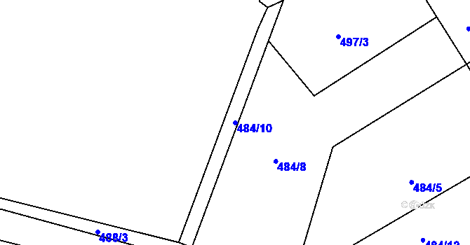 Parcela st. 484/10 v KÚ Popůvky nad Jihlavou, Katastrální mapa