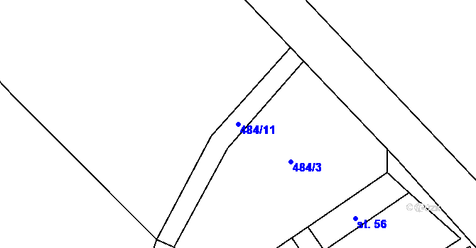 Parcela st. 484/11 v KÚ Popůvky nad Jihlavou, Katastrální mapa