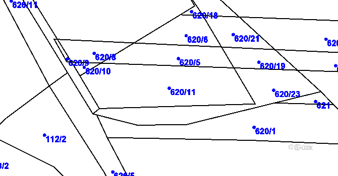 Parcela st. 620/11 v KÚ Popůvky nad Jihlavou, Katastrální mapa