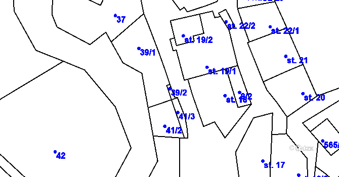 Parcela st. 39/2 v KÚ Popůvky nad Jihlavou, Katastrální mapa