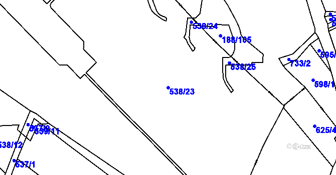 Parcela st. 538/23 v KÚ Popůvky nad Jihlavou, Katastrální mapa