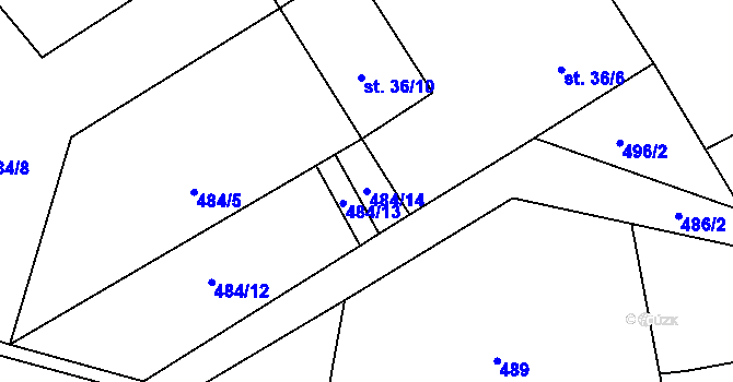 Parcela st. 484/14 v KÚ Popůvky nad Jihlavou, Katastrální mapa