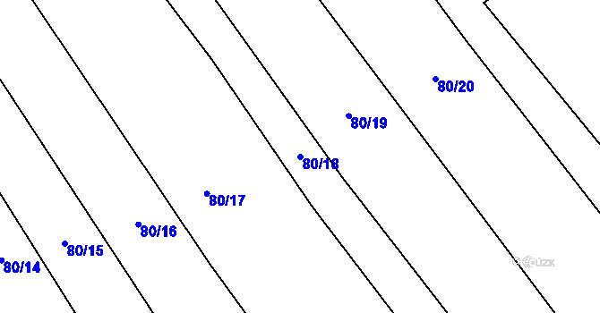 Parcela st. 80/18 v KÚ Popůvky nad Jihlavou, Katastrální mapa