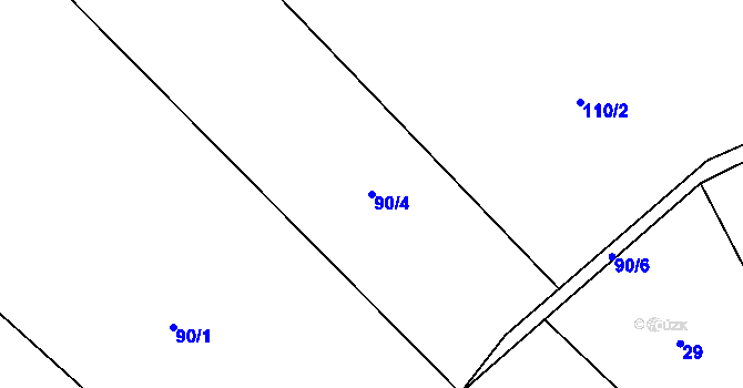Parcela st. 90/4 v KÚ Popůvky nad Jihlavou, Katastrální mapa