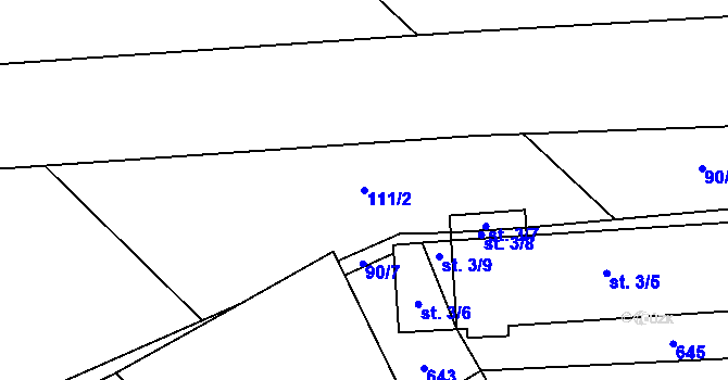 Parcela st. 111/2 v KÚ Popůvky nad Jihlavou, Katastrální mapa