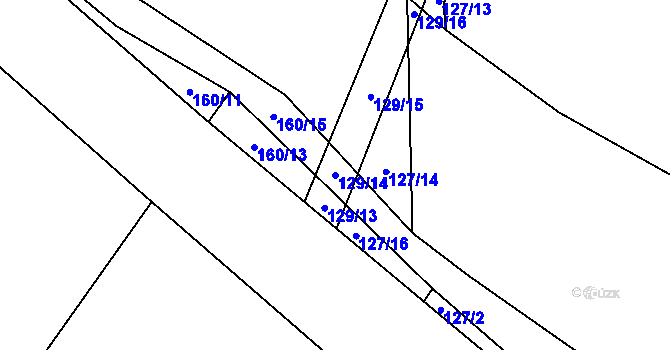Parcela st. 129/14 v KÚ Popůvky nad Jihlavou, Katastrální mapa