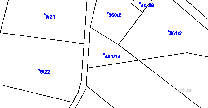 Parcela st. 461/14 v KÚ Popůvky nad Jihlavou, Katastrální mapa