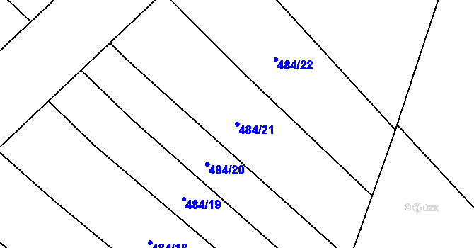 Parcela st. 484/21 v KÚ Popůvky nad Jihlavou, Katastrální mapa