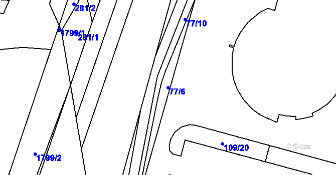 Parcela st. 77/6 v KÚ Popůvky u Kojetína, Katastrální mapa