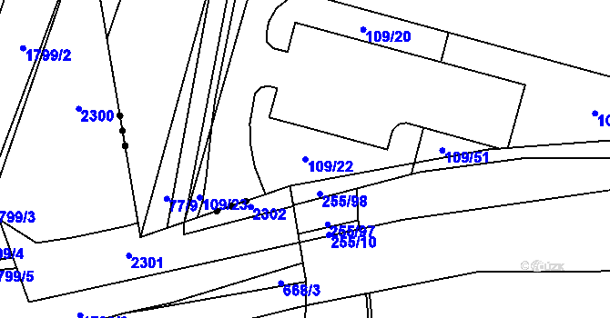 Parcela st. 109/22 v KÚ Popůvky u Kojetína, Katastrální mapa