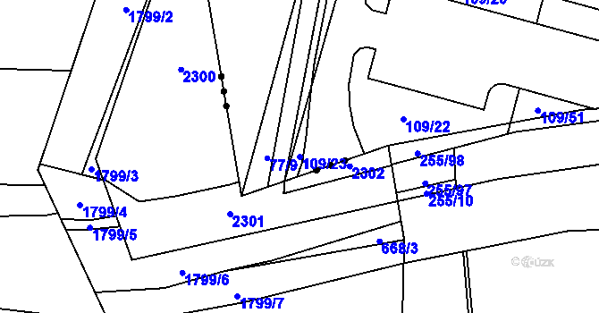 Parcela st. 109/23 v KÚ Popůvky u Kojetína, Katastrální mapa