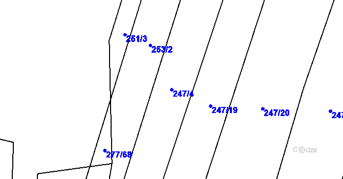 Parcela st. 247/4 v KÚ Popůvky u Kojetína, Katastrální mapa