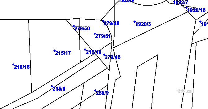 Parcela st. 279/46 v KÚ Popůvky u Kojetína, Katastrální mapa
