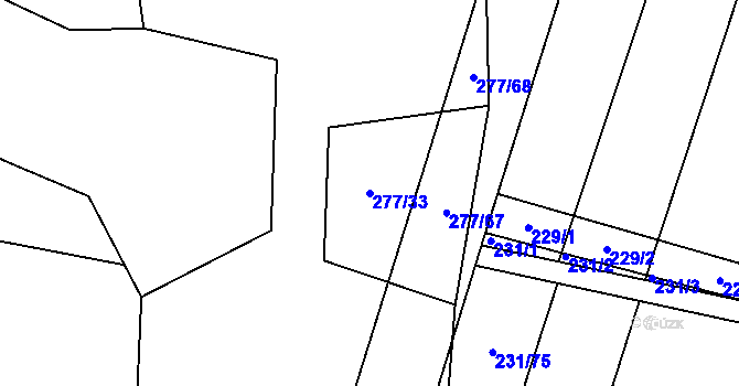 Parcela st. 277/33 v KÚ Popůvky u Kojetína, Katastrální mapa