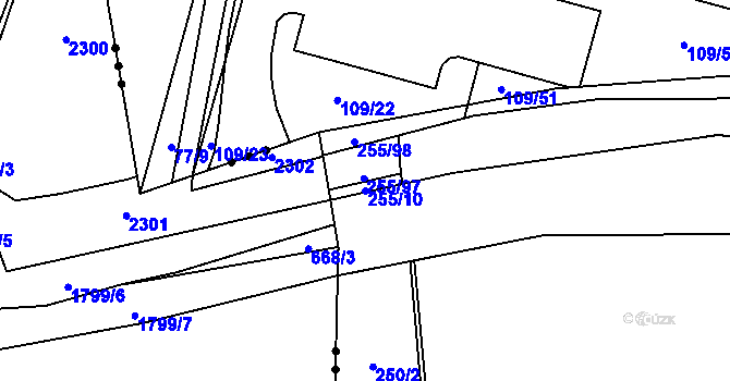 Parcela st. 255/10 v KÚ Popůvky u Kojetína, Katastrální mapa