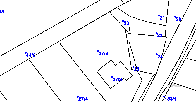 Parcela st. 27/2 v KÚ Popůvky u Kojetína, Katastrální mapa