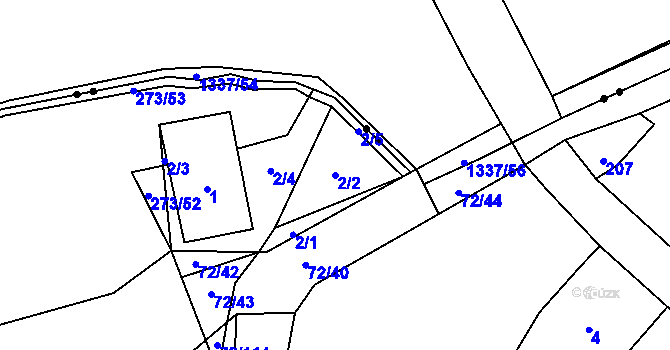 Parcela st. 2/2 v KÚ Popůvky u Kojetína, Katastrální mapa