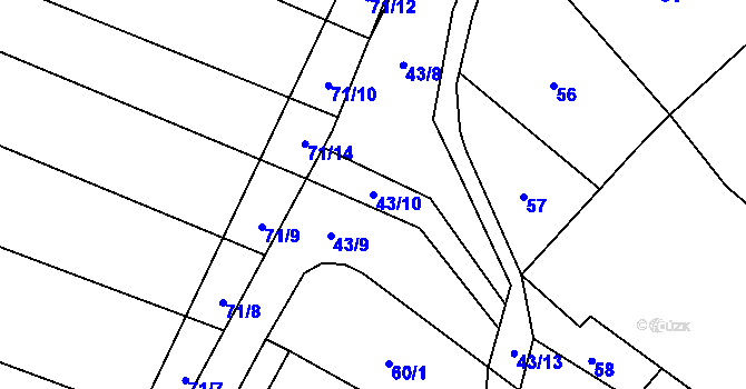 Parcela st. 43/10 v KÚ Popůvky u Kojetína, Katastrální mapa
