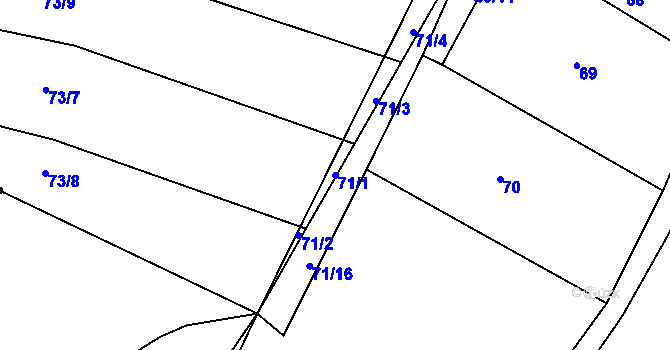 Parcela st. 71/1 v KÚ Popůvky u Kojetína, Katastrální mapa