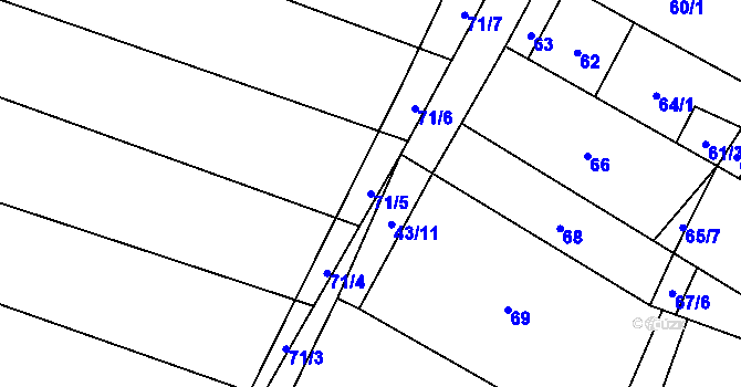 Parcela st. 71/5 v KÚ Popůvky u Kojetína, Katastrální mapa