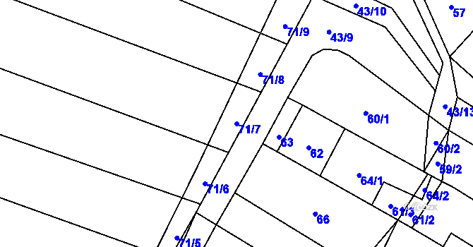 Parcela st. 71/7 v KÚ Popůvky u Kojetína, Katastrální mapa