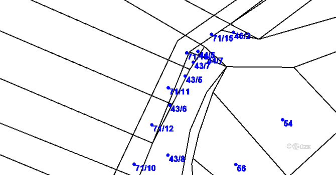 Parcela st. 71/11 v KÚ Popůvky u Kojetína, Katastrální mapa