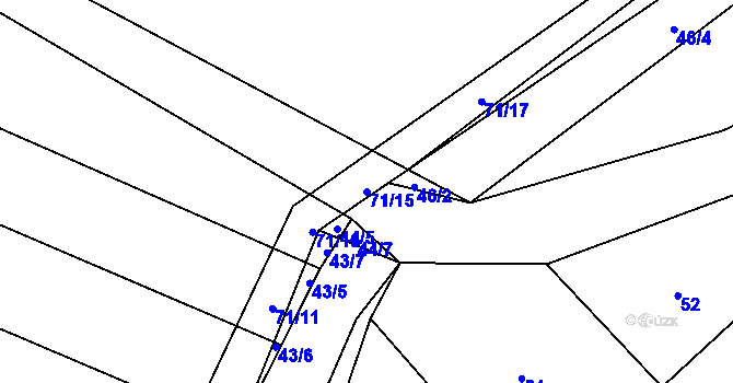Parcela st. 71/15 v KÚ Popůvky u Kojetína, Katastrální mapa
