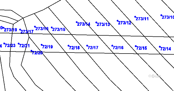 Parcela st. 72/17 v KÚ Popůvky u Kojetína, Katastrální mapa