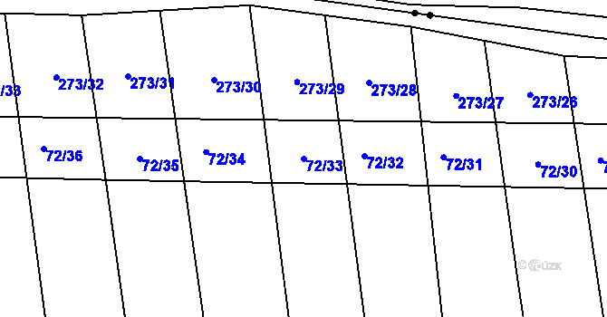 Parcela st. 72/33 v KÚ Popůvky u Kojetína, Katastrální mapa