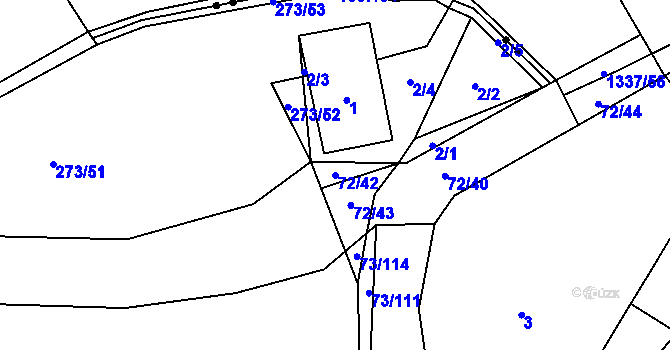Parcela st. 72/42 v KÚ Popůvky u Kojetína, Katastrální mapa