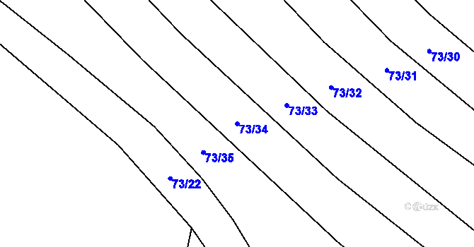 Parcela st. 73/34 v KÚ Popůvky u Kojetína, Katastrální mapa