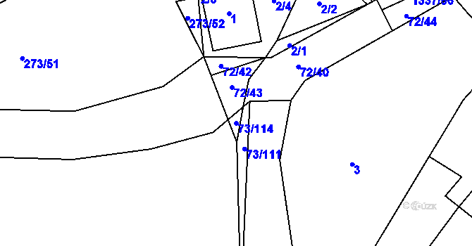Parcela st. 73/114 v KÚ Popůvky u Kojetína, Katastrální mapa