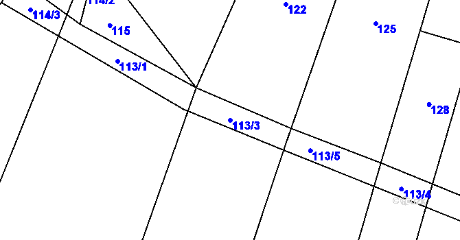 Parcela st. 113/3 v KÚ Popůvky u Kojetína, Katastrální mapa